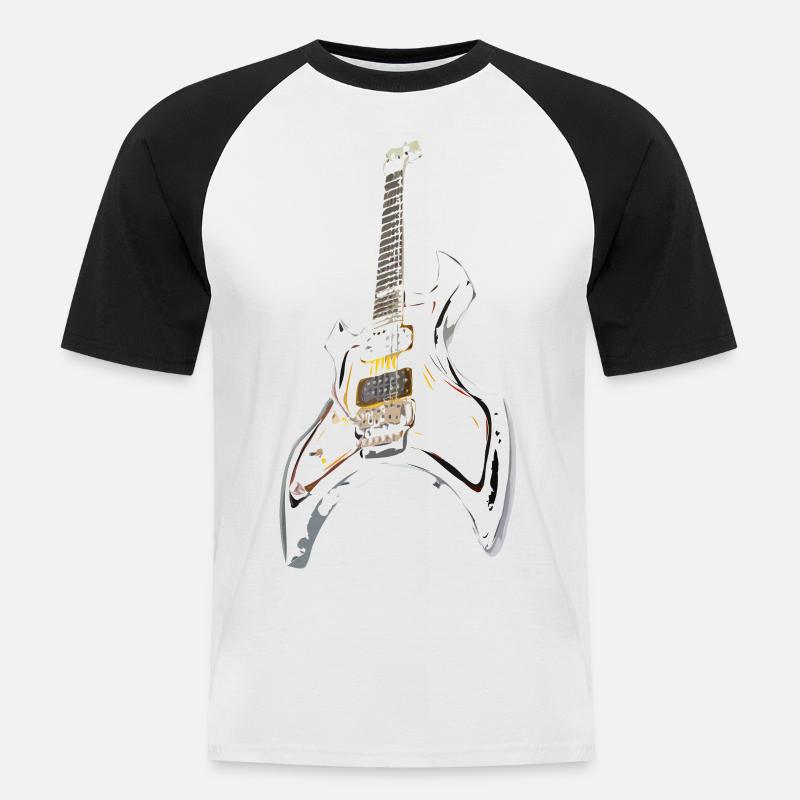 gitara - Koszulka bejsbolowa męska - biały/czarny