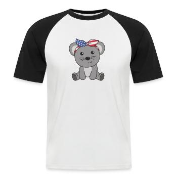 4 juillet American Mouse for Kids USA Mouse - T-shirt baseball manches courtes Homme - blanc/noir - Devant - Nik (191cm)