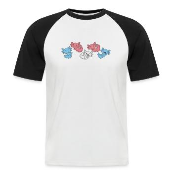 Drapeau transgenre Pride LGBTQ Axolotl - T-shirt baseball manches courtes Homme - blanc/noir - Devant - Nik (191cm)