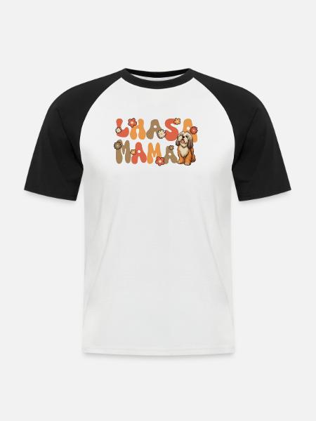 Lhasa Apso Groovy Lhasa Mama - Men's Baseball T-Shirt - white/black