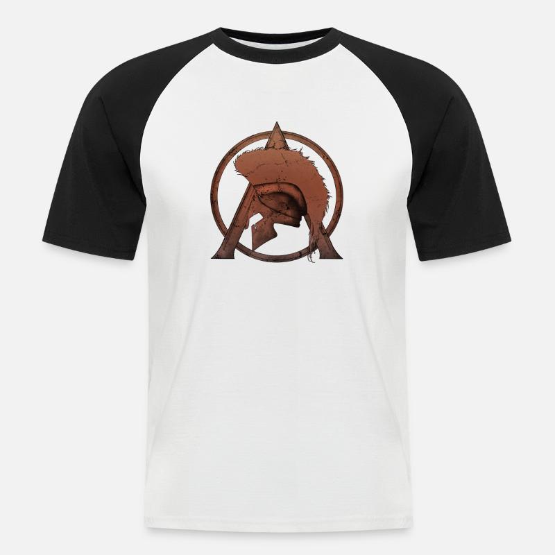 Leonidas Helm und Sparta Lambda - Männer Baseball-T-Shirt - Weiß/Schwarz