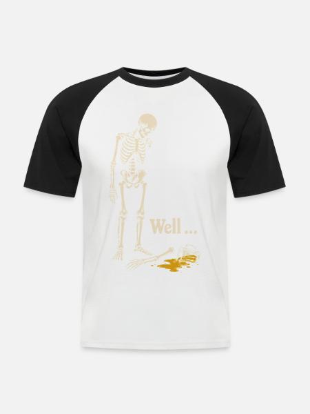 Halloween Bier Skelett - Lustiger Grusel - Männer Baseball-T-Shirt - Weiß/Schwarz