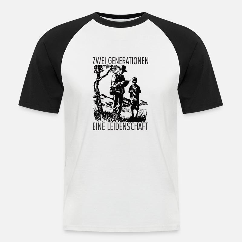 Zwei Generationen Eine Leidenschaft - Männer Baseball-T-Shirt - Weiß/Schwarz