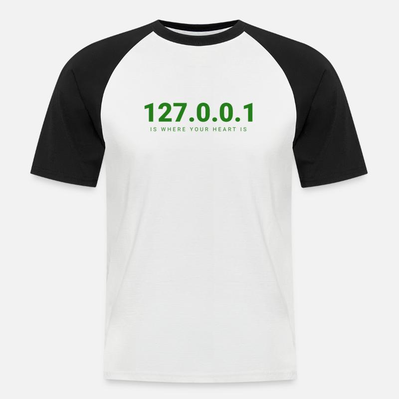Feel At Home, Code – 127.0.0.1 - Männer Baseball-T-Shirt - Weiß/Schwarz