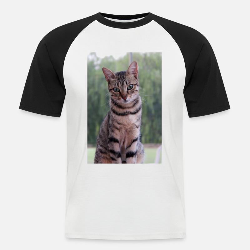 Katze Katze süßes Kätzchen - Männer Baseball-T-Shirt - Weiß/Schwarz