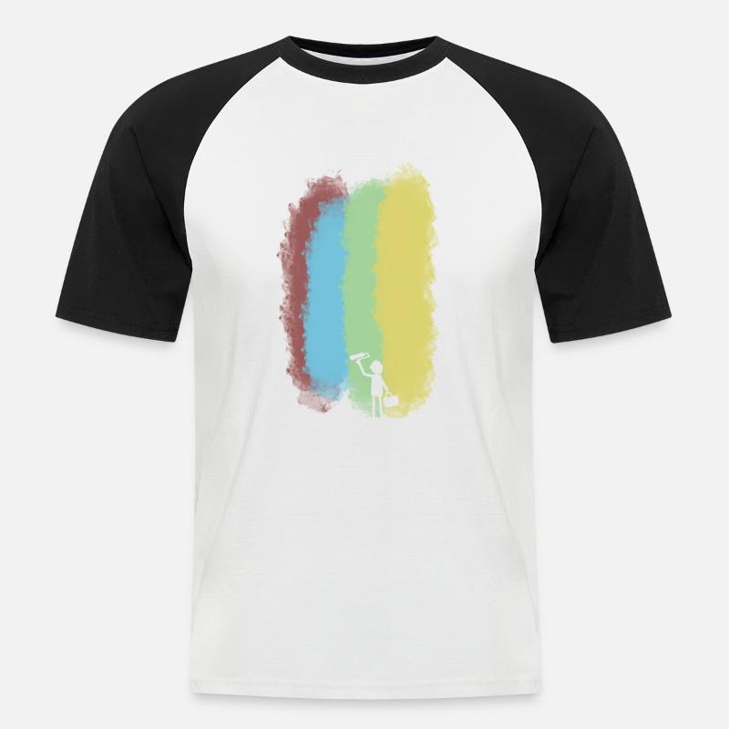Maler - Männer Baseball-T-Shirt - Weiß/Schwarz