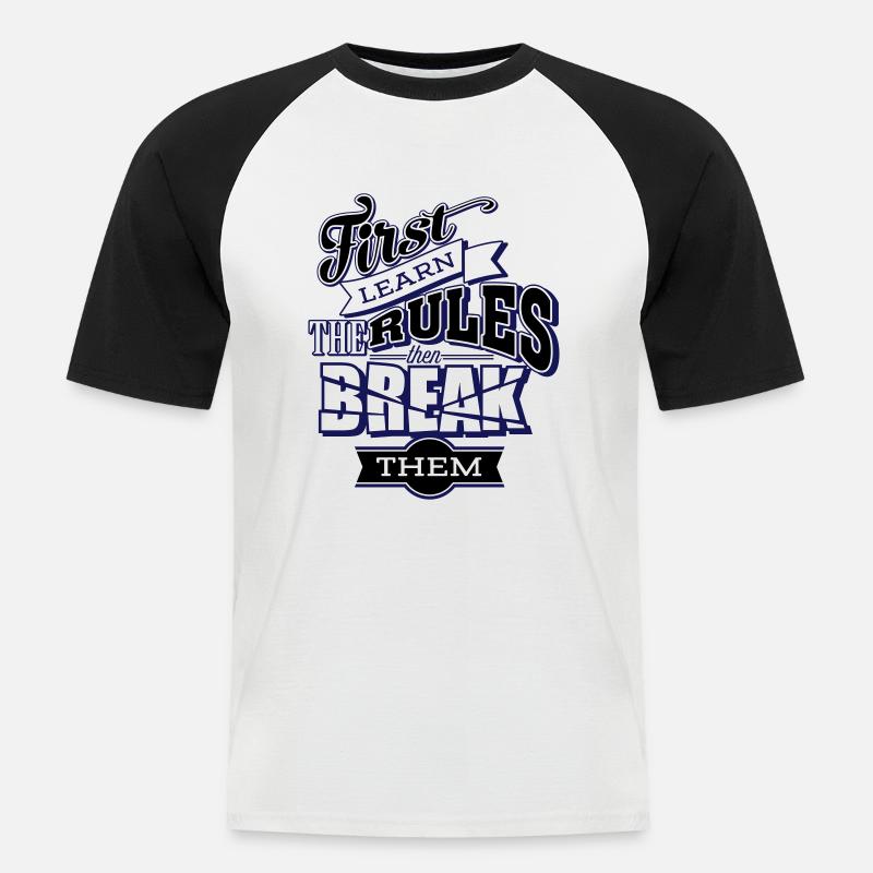 break the rules3 - Männer Baseball-T-Shirt - Weiß/Schwarz