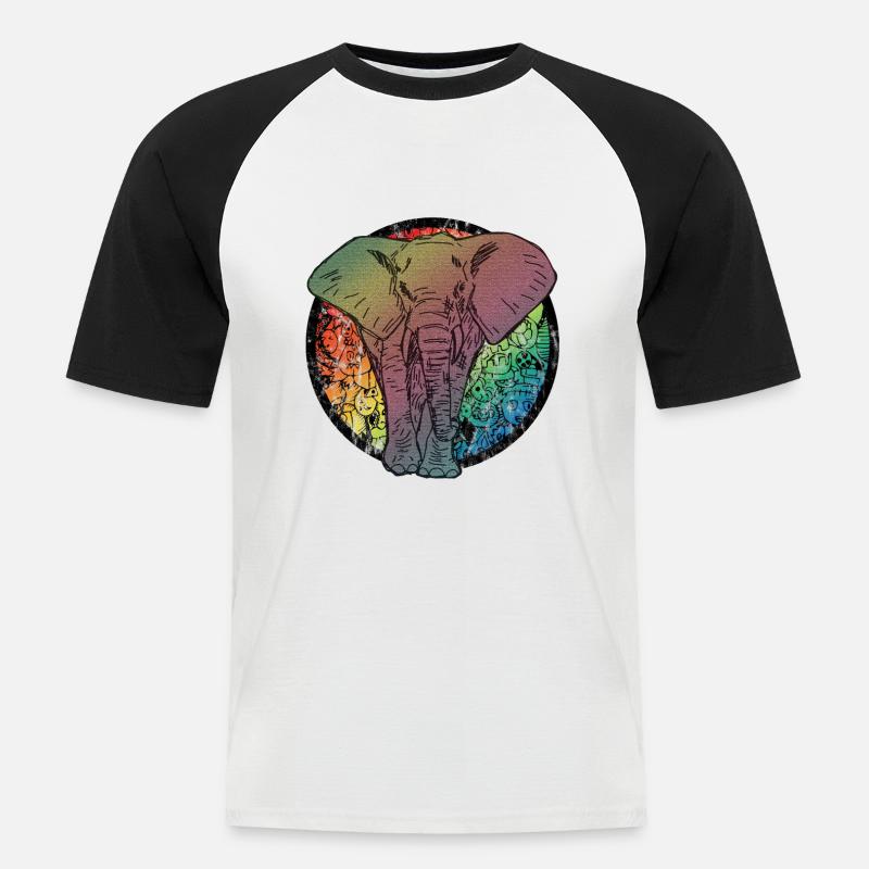 Elefant Comic - Männer Baseball-T-Shirt - Weiß/Schwarz