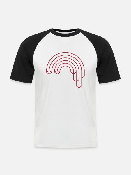 Waterfall Hipster Rainbow Illusion - Männer Baseball-T-Shirt - Weiß/Schwarz