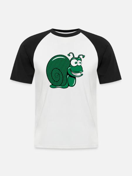 schnecke lustig witzig - Männer Baseball-T-Shirt - Weiß/Schwarz