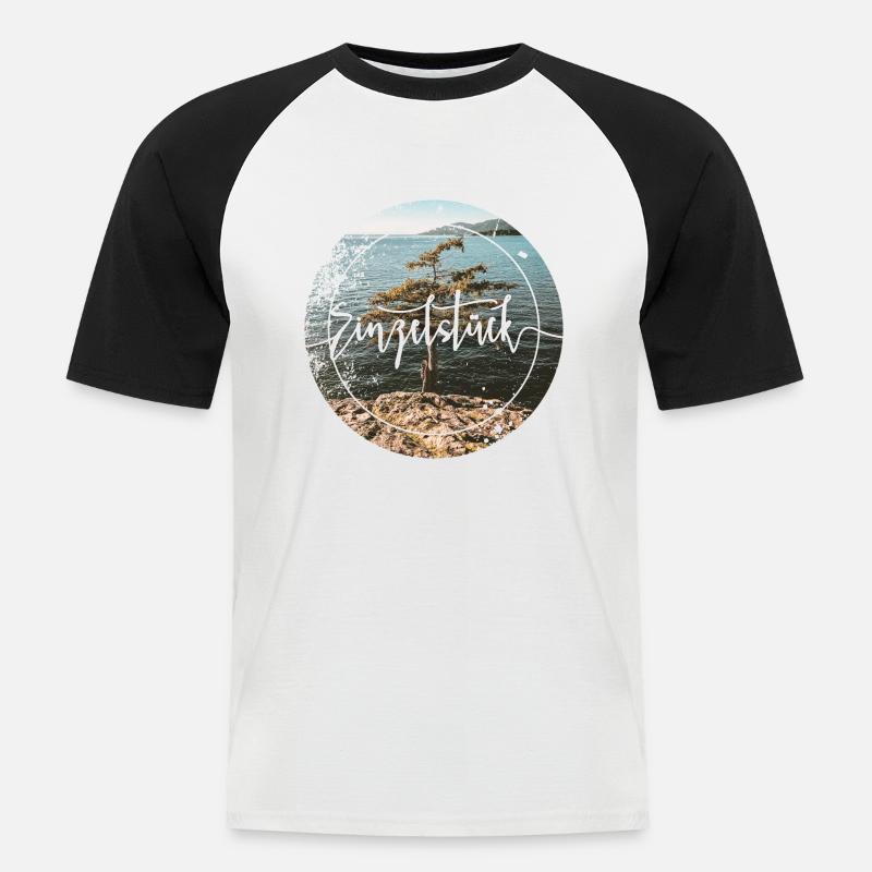 Einzelstück - Männer Baseball-T-Shirt - Weiß/Schwarz