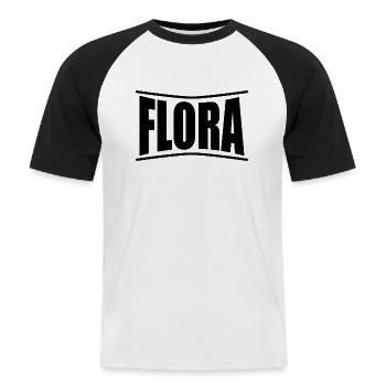 T-Shirt Flora T-Shirt Geschenkidee - Männer Baseball-T-Shirt - Weiß/Schwarz - Vorne - Nik (191cm)