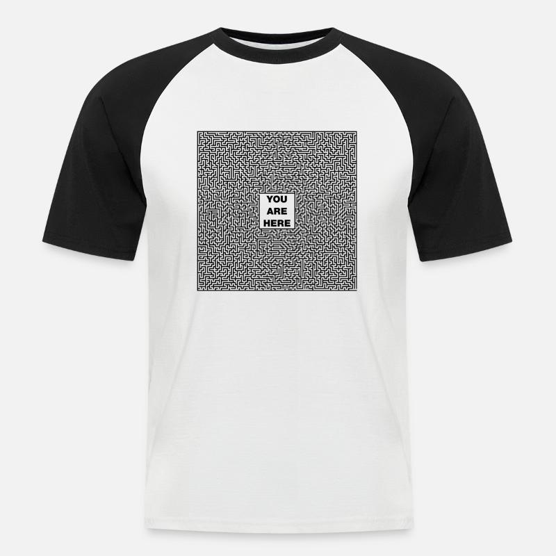 Labyrinth - Männer Baseball-T-Shirt - Weiß/Schwarz