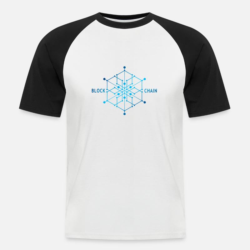 Blockchain Cubic - Männer Baseball-T-Shirt - Weiß/Schwarz
