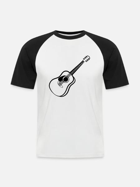 Gitarre Akustik - Männer Baseball-T-Shirt - Weiß/Schwarz