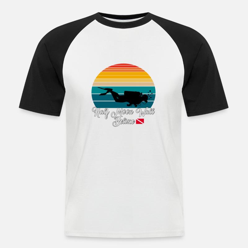 Half Moon Wall Belize Diving - Männer Baseball-T-Shirt - Weiß/Schwarz
