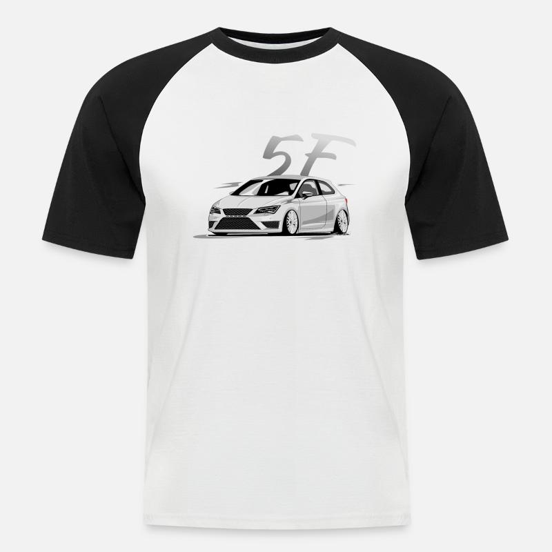 Leon 5f fr, Low, Deep, Stanced, Cupra - Männer Baseball-T-Shirt - Weiß/Schwarz