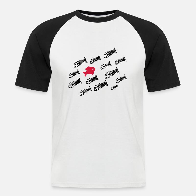 Deadfish - Männer Baseball-T-Shirt - Weiß/Schwarz