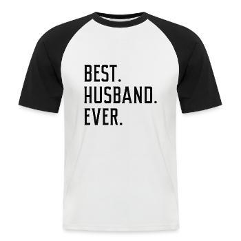 Meilleur mari de tous les temps - T-shirt baseball manches courtes Homme - blanc/noir - Devant - Nik (191cm)