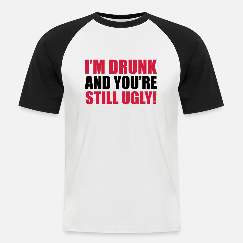 Drunk - Männer Baseball-T-Shirt - Weiß/Schwarz