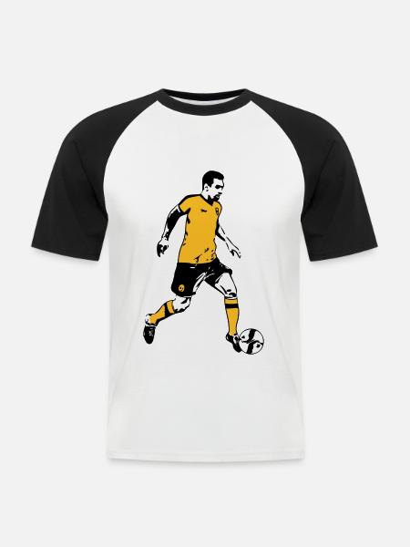 Fussball - Soocer - Männer Baseball-T-Shirt - Weiß/Schwarz