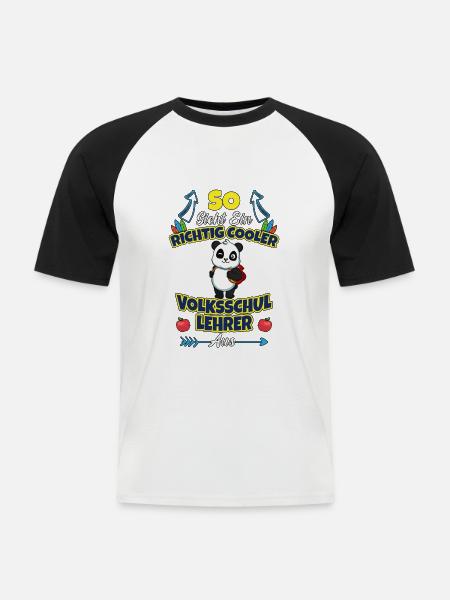 Volksschullehrer Volksschule Lehrkraft Lehrer - Männer Baseball-T-Shirt - Weiß/Schwarz
