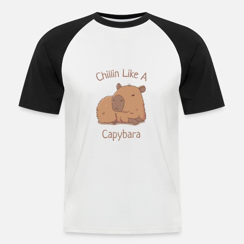 Chillin wie ein Capybara - Männer Baseball-T-Shirt - Weiß/Schwarz