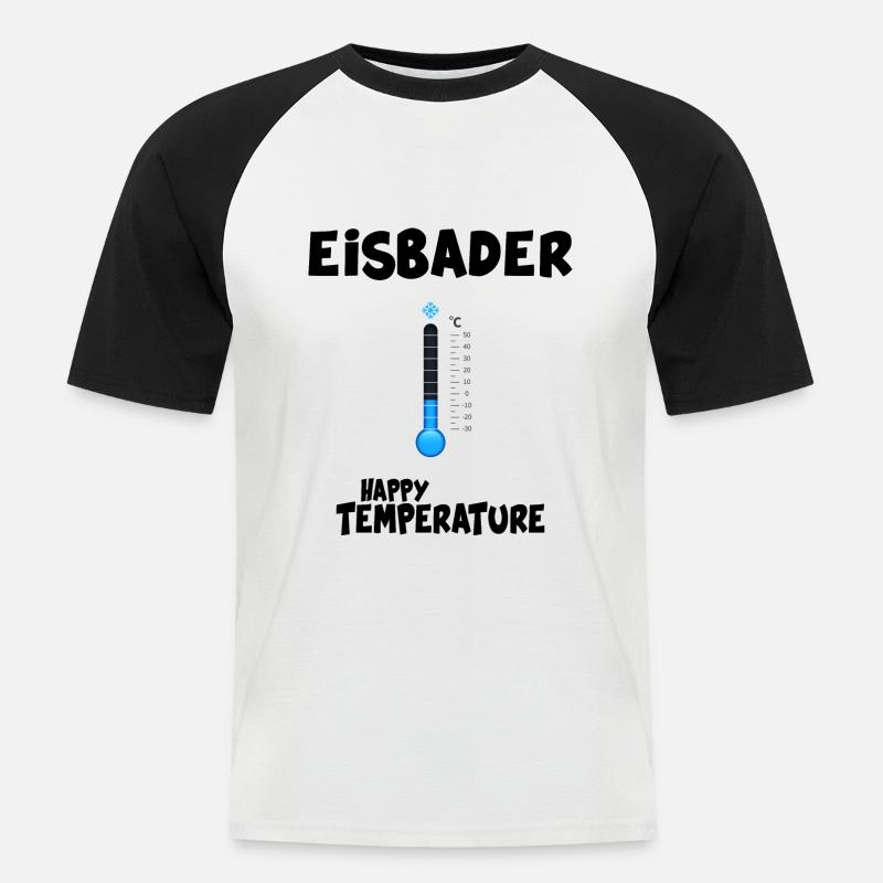 Eisbader Eisbadezeit "Happy Temperature" - Männer Baseball-T-Shirt - Weiß/Schwarz