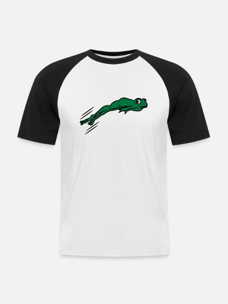 Frosch springen - Männer Baseball-T-Shirt - Weiß/Schwarz