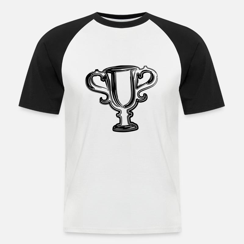 Sieger - Pokal - Trophäe - Männer Baseball-T-Shirt - Weiß/Schwarz