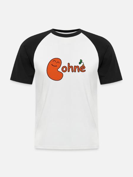 Bohne - Männer Baseball-T-Shirt - Weiß/Schwarz