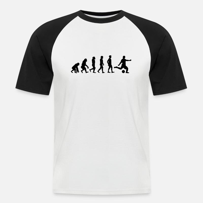 Evolution Fussball - Männer Baseball-T-Shirt - Weiß/Schwarz