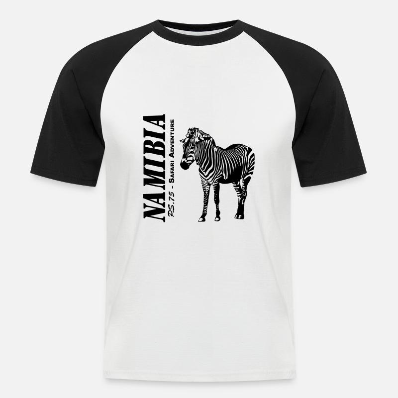 Namibia - Zebra - Männer Baseball-T-Shirt - Weiß/Schwarz