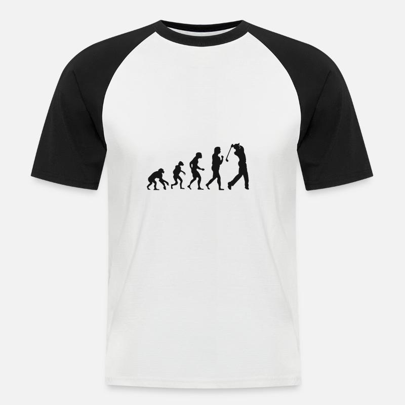 Golfer Evolution Golfspieler Golf evolution - Männer Baseball-T-Shirt - Weiß/Schwarz
