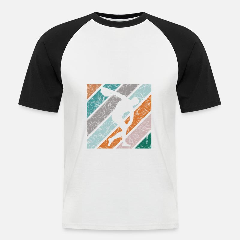 Diskuswerfen Design Diskuswerfer Diskuswerferin - Männer Baseball-T-Shirt - Weiß/Schwarz