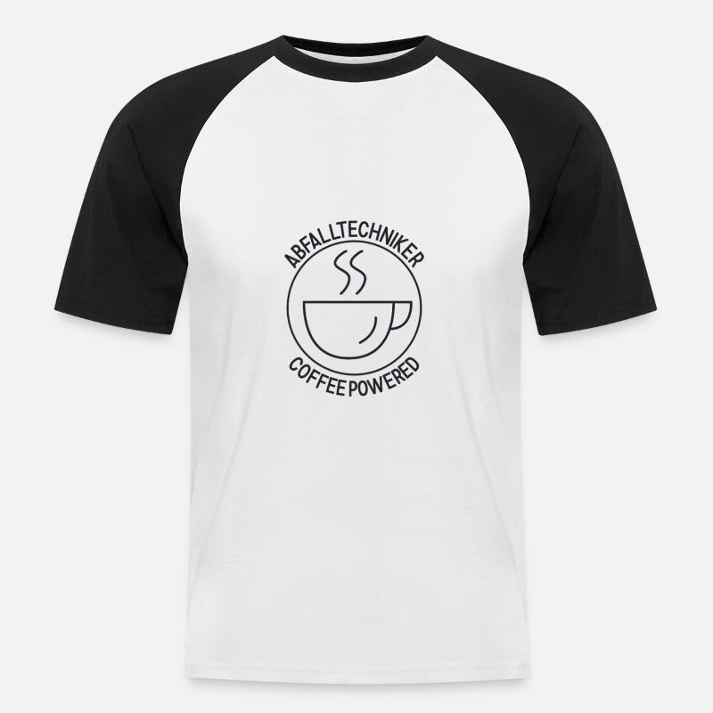 Abfalltechniker Coffee Powered - Männer Baseball-T-Shirt - Weiß/Schwarz