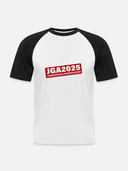Junggesellen Abschied 2025 JGA - Männer Baseball-T-Shirt - Weiß/Schwarz
