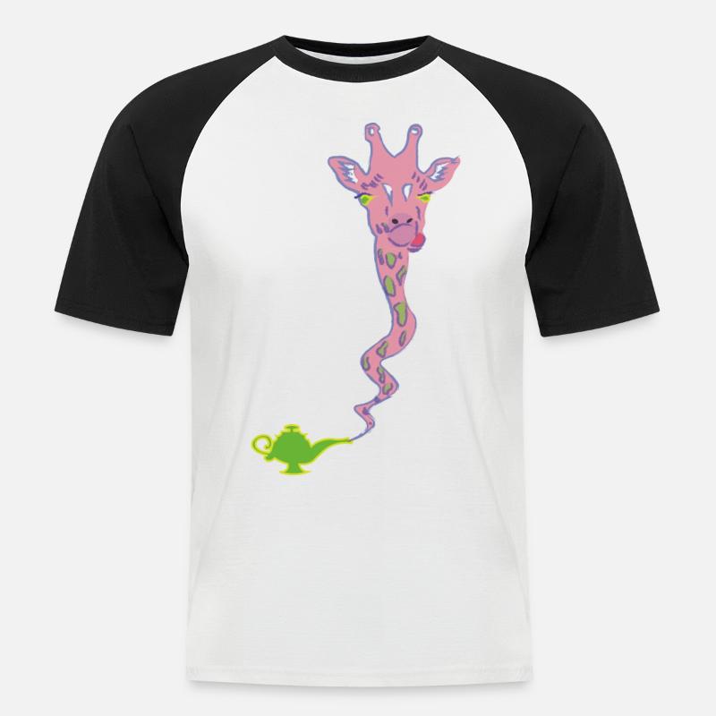 Wunderaffe - Wunderlampe mit Giraffe Geschenk - Männer Baseball-T-Shirt - Weiß/Schwarz