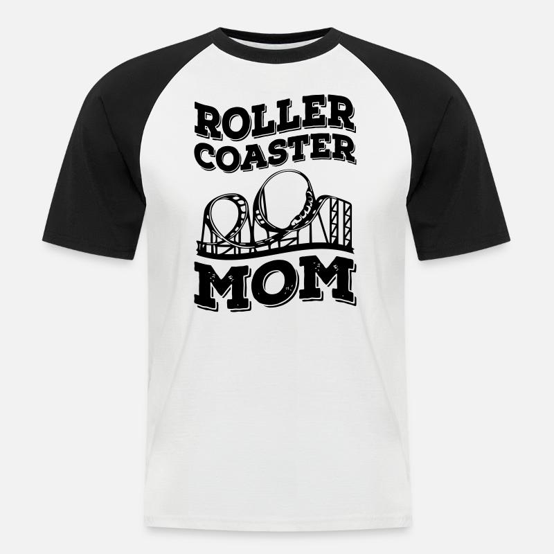 Roller Coaster Mom - Männer Baseball-T-Shirt - Weiß/Schwarz