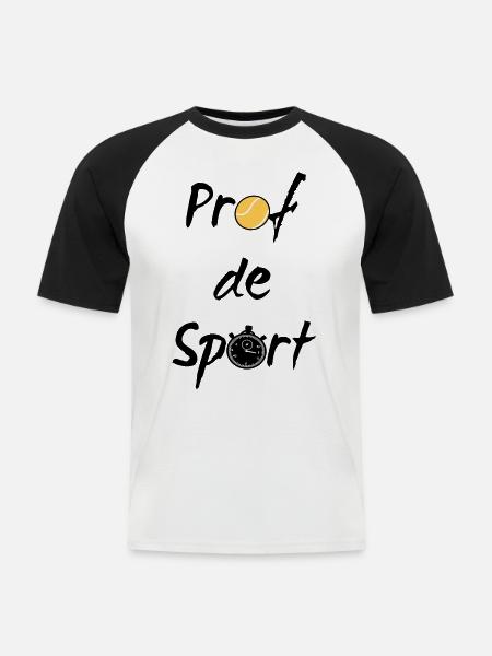 Prof de sport - Men's Baseball T-Shirt - white/black
