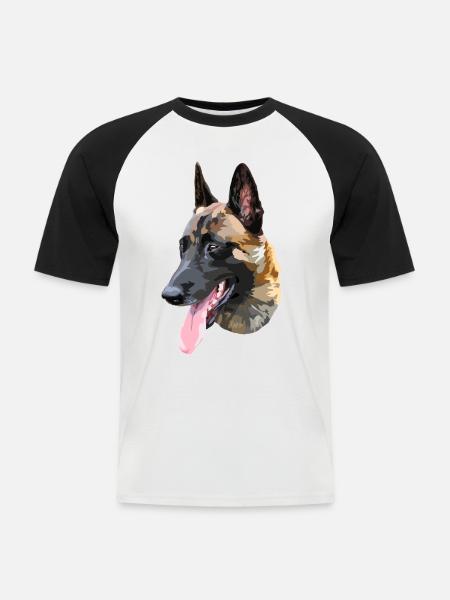berger malinois - T-shirt baseball manches courtes Homme - blanc/noir