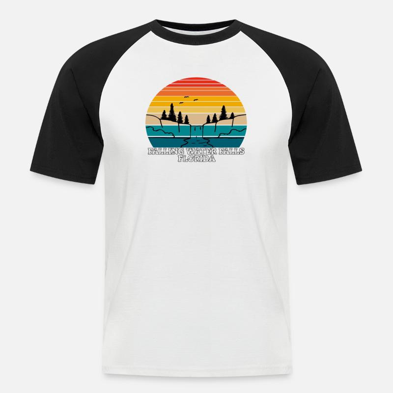 Falling Water Falls Florida - Männer Baseball-T-Shirt - Weiß/Schwarz