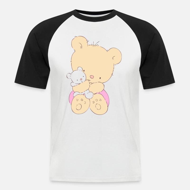 Bear hugging toy Teddy bear - Männer Baseball-T-Shirt - Weiß/Schwarz