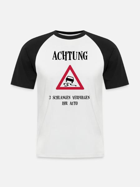 3 Schlangen - Männer Baseball-T-Shirt - Weiß/Schwarz