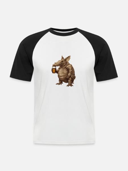Gürtel Bier Lustig - Männer Baseball-T-Shirt - Weiß/Schwarz