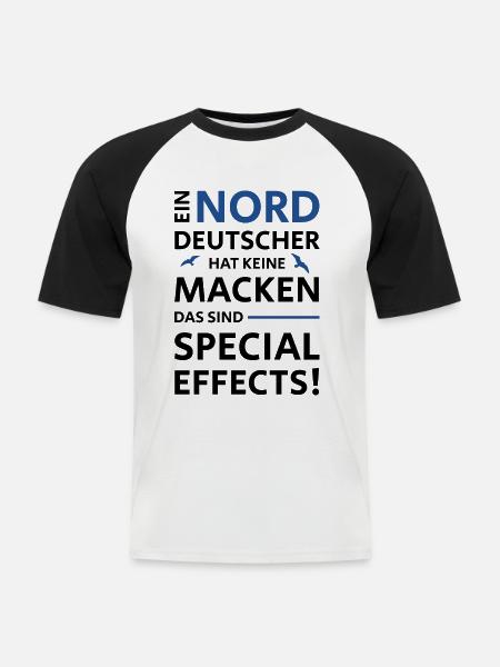 NORDDEUTSCHE MACKEN SPECIAL EFFECTS - Männer Baseball-T-Shirt - Weiß/Schwarz