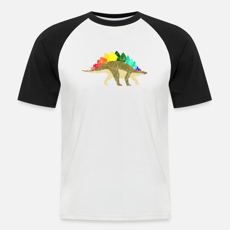 Rainbow Dinosaurs - Männer Baseball-T-Shirt - Weiß/Schwarz
