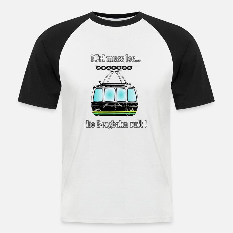 die bergbahn ruft - Männer Baseball-T-Shirt - Weiß/Schwarz
