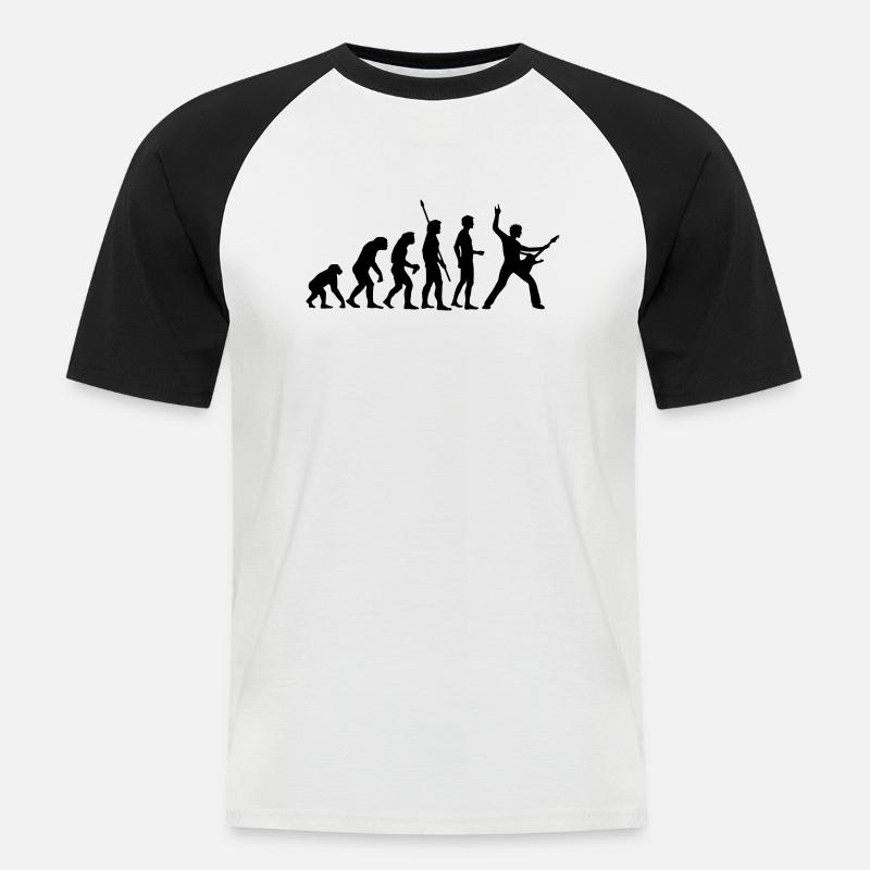 evolution_rocks_b_1c - Männer Baseball-T-Shirt - Weiß/Schwarz