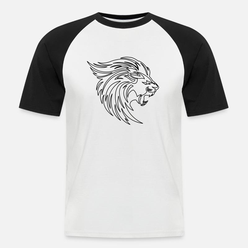 Löwe - Männer Baseball-T-Shirt - Weiß/Schwarz